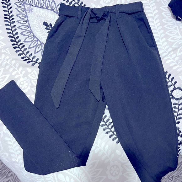 Black tie waist pants - Picture 1 of 1